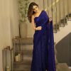 Navy Blue Georgette Sequins Embroidery Saree