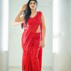 Red Georgette Double Run Embroidery Saree