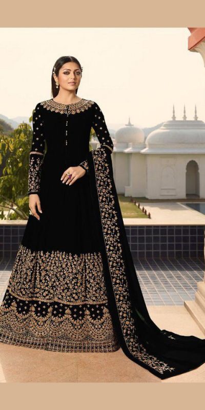 Pretty Black Color Georgette With Cording Work Sharara Suit