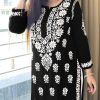 Black Heavy Rayon Cotton Style Embroidery Kurti