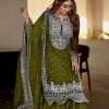 Mehndi Georgette Embroidery Sequence Salwar Suit