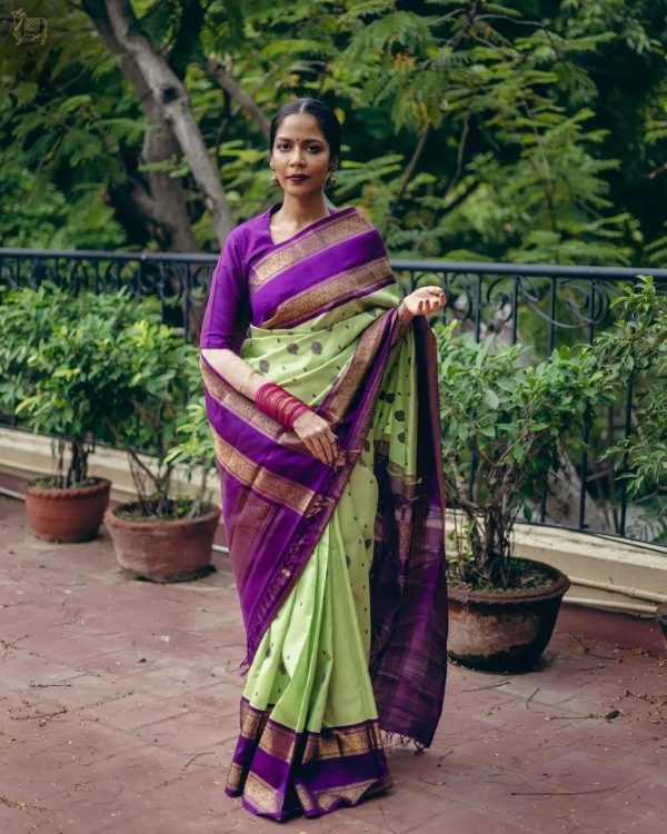 Pretty Pista Green Color Banarasi Soft Silk Ordinary Design Saree