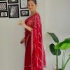 Red Soft Organza Zari Sequence Saree