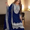 Royal Blue Georgette Embroidery Sequence Salwar Suit