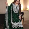 Stone Green Georgette Embroidery Sequence Salwar Suit
