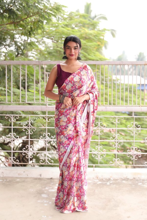 Radiant Light Pink Heavy Devsena Soft Silk Digital Printed Saree