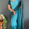 Navy Blue Chinon Chiffon Dimond Saree
