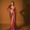 Resplendent Red Color Faux Georgette With Sequence Work Saree