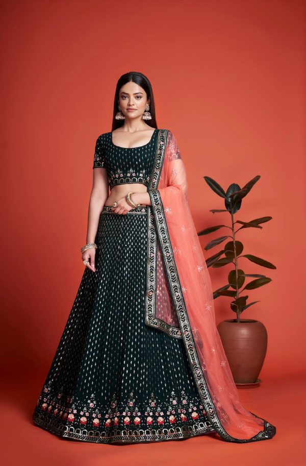Sightly Black Color Georgette Embroidery Sequins Lehenga Choli