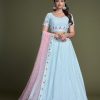 Sky Blue Georgette Embroidery Sequins Lehenga Choli
