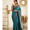 Slightly Peacock Blue Color Soft Lichi Silk Cloth Rich Pallu All Over Saree