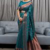 Soft Peacock Green Color Pure Silk With Pure Zari Weaving Saree