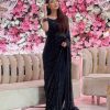 Black Georgette Embroidery Sequence Work Saree