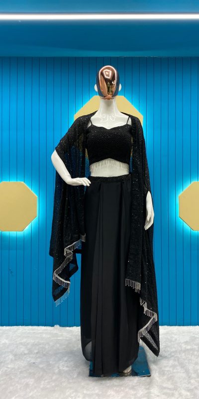 Special Black Color Rangoli Silk Threads Embroidery Salwar Suit