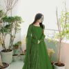 Green Faux Georgette Thread With Sequence Anarkali Suit