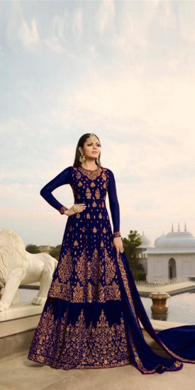 Stylish Purple Color Georgette With Embroidery Work Sharara Suit