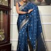 Sublime Blue Color Banarasi Soft Silk Extra Ordinary Design Saree