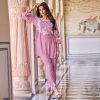 Pink Rayon With Embroidery Work Kurti