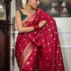 Red Banarasi Soft Silk Saree