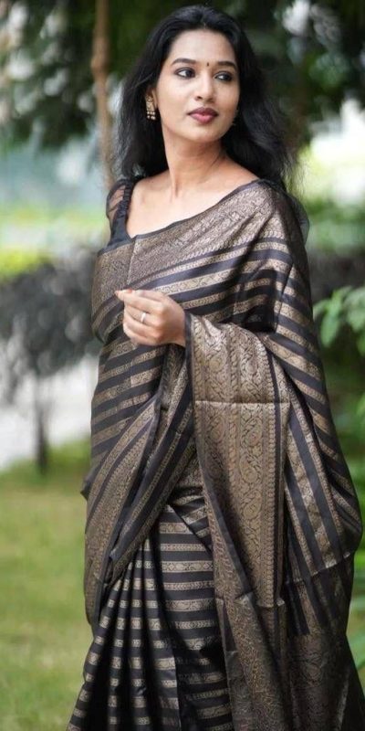 KP 4085 Black Color Soft Lichi Silk Jacquard On All Over Saree Casual, Party Wear, Wedding, Events Etc. Expected Delivery 4-6 Working Days @1399/- | Sarees, Bollywood Sarees, Creative Sarees, Designer Sarees, Embroidered Sarees, Ethnic Saree, Modern Digital sarees, Party Wear Sarees
