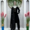 Black Velvet Thread Work With Real Mirror Salwar Suit
