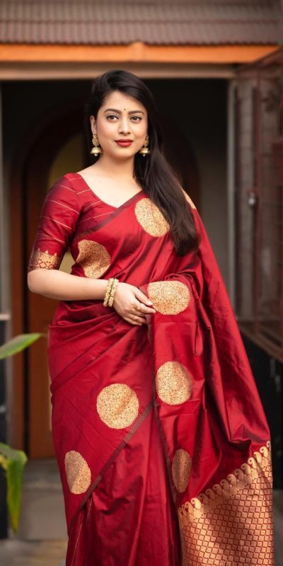 KP 5062 Maroon Color Soft Lichi Silk Jacquard On All Over Saree Casual, Party Wear, Wedding, Events Etc. Expected Delivery 4-6 Working Days @1299/- | Sarees, Bollywood Sarees, Creative Sarees, Designer Sarees, Embroidered Sarees, Ethnic Saree, Modern Digital sarees, Party Wear Sarees