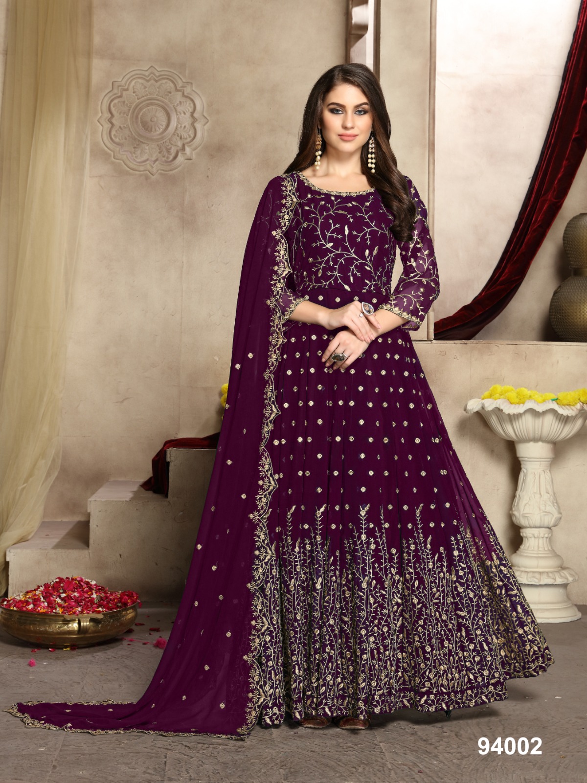 FC 94001 Wine Color Georgette Multi Thread Zari Stich Anarkali Suit Wedding, Party, Festive events, etc. Expected Delivery 4-6 Working Days @2149/- | Anarkali Suits, Bollywood Anarkali, Creative-Anarkali, Designer Anarkali, Embroidered Anarkali, Party Wear Anarkali