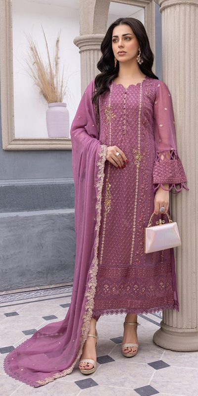 Glamorous Purple Color Heavy Georgette Embroidery Salwar Suit