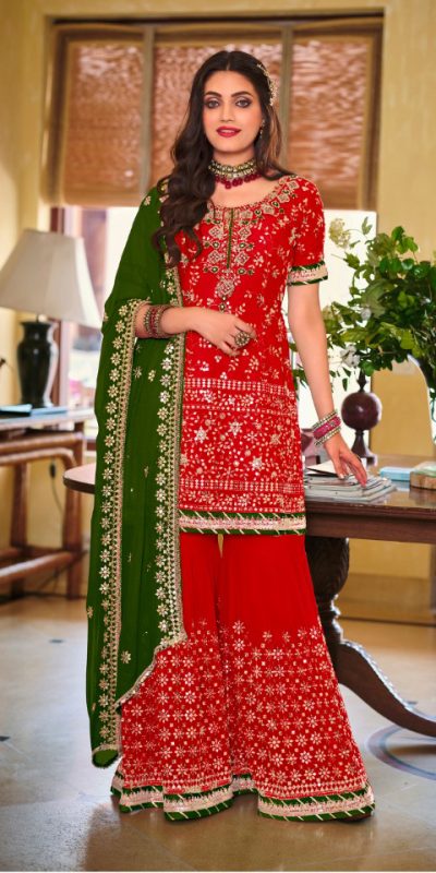 Grand Maroon Color Faux Georgette Embroidery Work Salwar Suit