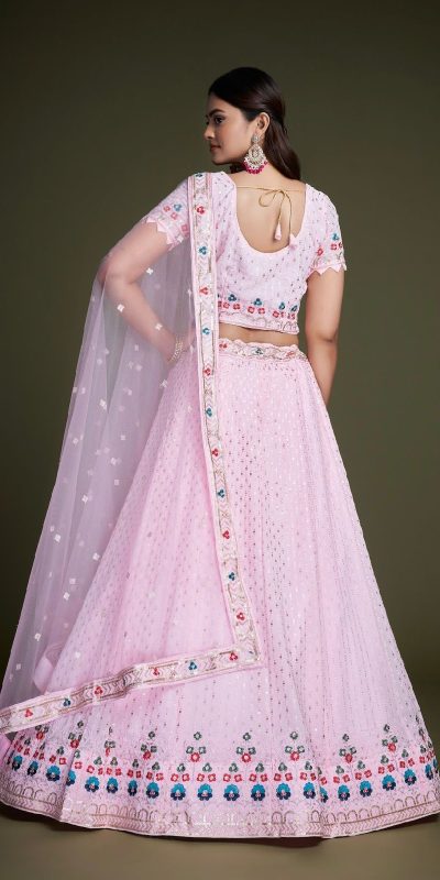 Sightly pink Color Georgette Embroidery Sequins Lehenga Choli