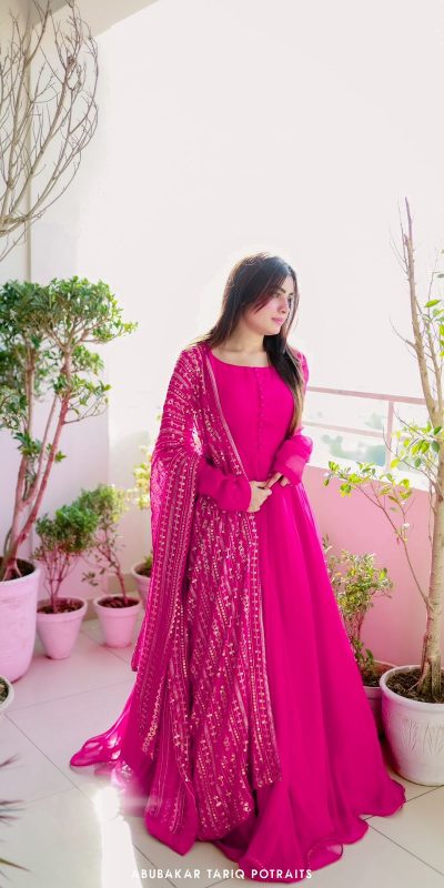 Special Pink Color Faux Georgette Thread With Sequence Anarkali Suit