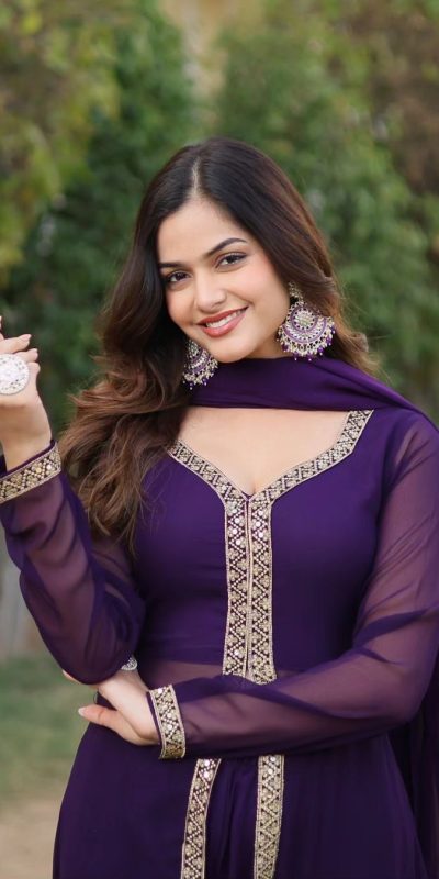 Aglow Blue Color Georgette Embroidery Sequence Salwar Suit