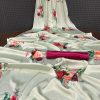 Cream Soft Silk Digital Printed Work Saree