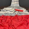 White & Red Soft Silk Digital Printed Saree