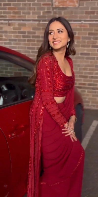 Alluring Red Color Georgette Thread Sequence Work Saree