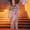 Purple Organza Silk Embroidery Thread Saree