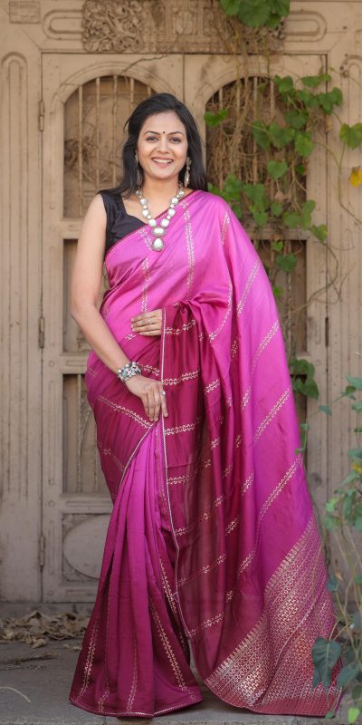 Artful Pink Color Jacquard Rich Pallu On All Over The Saree