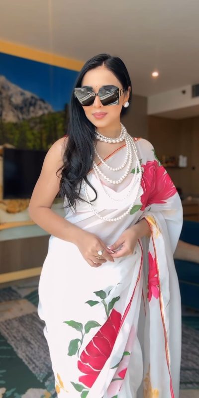 Artful White Color Pure Soft Georgette Silk Design All Over Saree