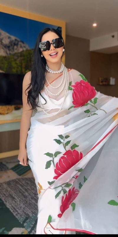 Artful White Color Pure Soft Georgette Silk Design All Over Saree