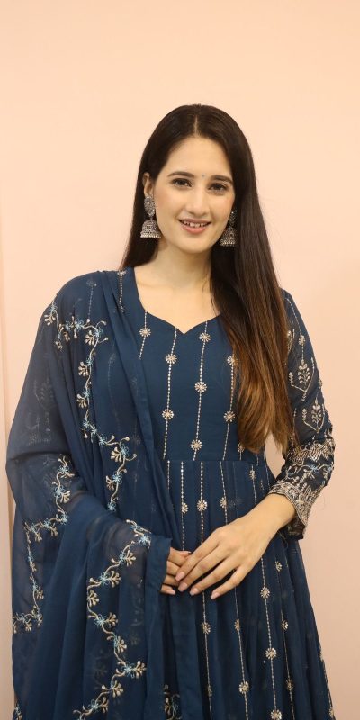 Classic Royal Blue Color Georgette Sequence Embroidery Gown