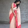 Cream Pink Soft Silk Pallu All Over Saree