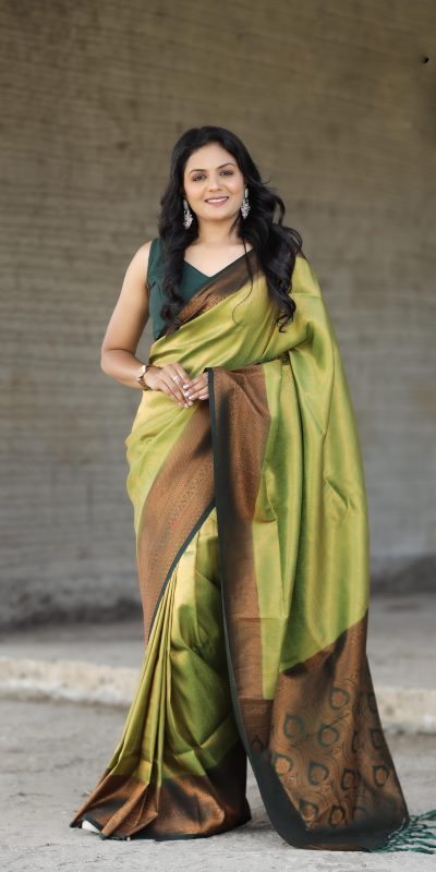 Dazzling Green Color Soft Silk Beautiful Rich Pallu All Over Saree