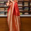 Red Soft Pattu Jacquard Silk Work Saree
