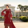 Elegant Red Color Georgette Embroidered Sequence Salwar Suit