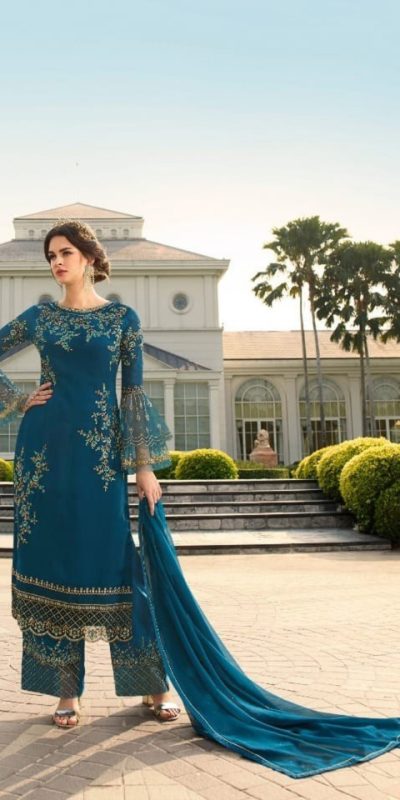 Elegant Royal Blue Color Georgette Embroidered Sequence Salwar Suit