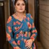 Royal Blue Georgette Digital Printed All Over Saree