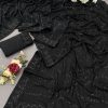 Glamorous Black Color Georgette Sequins Embroidery Work Saree