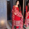 Glamorous Red Color Georgette Embroidery Work Salwar Suit