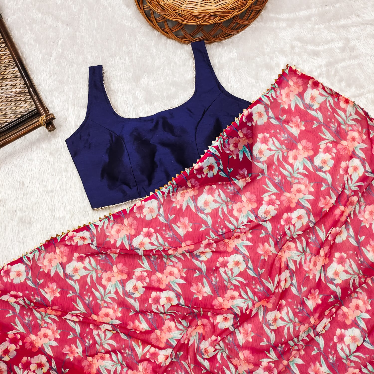 Glamorous Red Color Heavy Fox Georgette Digital Printed Saree