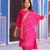 Pink Cotton Embroidery Sequence Kurti